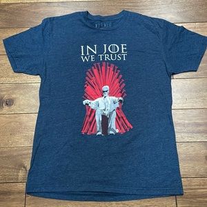 And Joe we trust Chicago Cubs Joe Madden T-shirt sitting on baseball bat throne